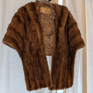 ✨Vintage Abraham & Straus Mink Fur Stole / Shrug – Brown – 1950s/60s